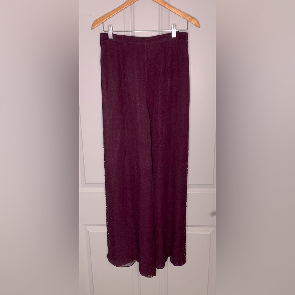 Cameron Blake Purple Evening/Wedding Embellished Side Slit Pants in Size 12